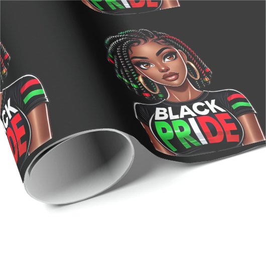 Papier Cadeau Dame de Black Pride (Coin rond)