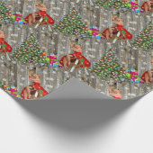 Papier Cadeau Dame de l'Arbre de Noël en Robe Rouge Tableau de l (Coin)