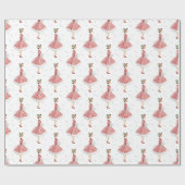 Papier Cadeau Dame de Noël rétro en rouge et blanc (Plat)