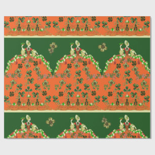 Papier Cadeau DAME ORANGE ET SHAMROCK St. Patricks Day Green