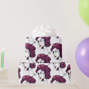 Papier Cadeau Dame pirate violette Femme aux cheveux violets Des
