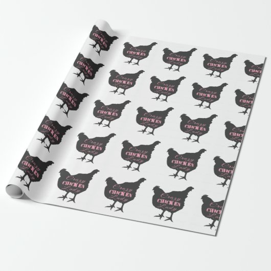 Papier Cadeau Dame Poulet Folle (Déroulé)