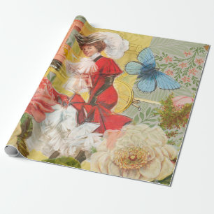 Papier Cadeau Dame victorienne femme élégante riche illustration