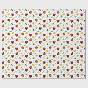Papier Cadeau Dames-colorées et abeilles sur un motif floral