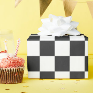Papier Cadeau Damier à carreaux noirs et blancs