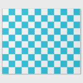 Papier Cadeau Damier bleu aqua classique (Plat)