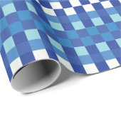 Papier Cadeau Damier Bleu Mignon Moderne (Coin rond)