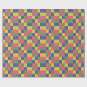 Papier Cadeau Damier Bleu Rose Jaune Vert (Plat)