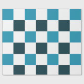 Papier Cadeau Damier Bleu sarcelle (Plat)