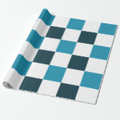 Papier Cadeau Damier Bleu sarcelle (Déroulé)
