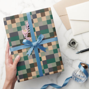 Papier Cadeau Damier de Contrôle de Couleur Moderne