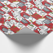 Papier Cadeau Damier d'outils de chefs (Coin)