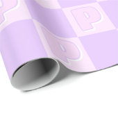Papier Cadeau Damier Initial Monogramme Violet Tendance (Coin rond)