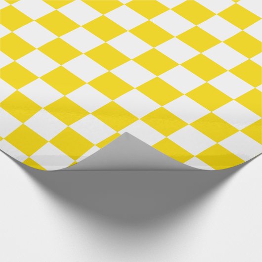 Papier Cadeau Damier jaune et blanc de jours d'école (Coin)