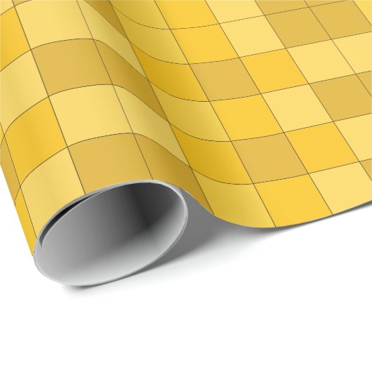Papier Cadeau Damier jaune moutarde (Coin rond)