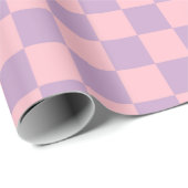 Papier Cadeau Damier lilas et rose (Coin rond)