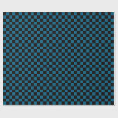 Papier Cadeau Damier Océan bleu et Noir (Plat)