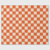 Papier Cadeau Damier Orange Rétro (Plat)