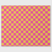 Papier Cadeau Damier rose et jaune (Plat)