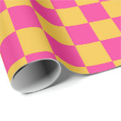 Papier Cadeau Damier rose et jaune (Coin rond)