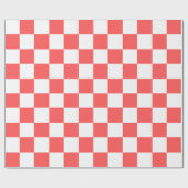 Papier Cadeau Damier rouge corail classique (Plat)