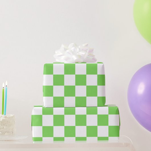 Papier Cadeau Damier vert herbe