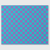 Papier Cadeau Damier violet et cyan (Plat)