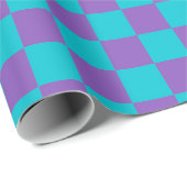 Papier Cadeau Damier violet et cyan (Coin rond)