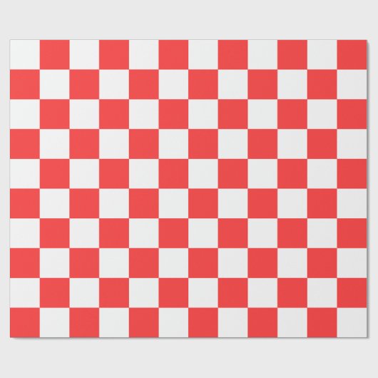 Papier Cadeau Damier visuel rouge classique (Plat)