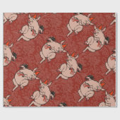 Papier Cadeau Dancing Pig Antique Cute Danseuse (Plat)