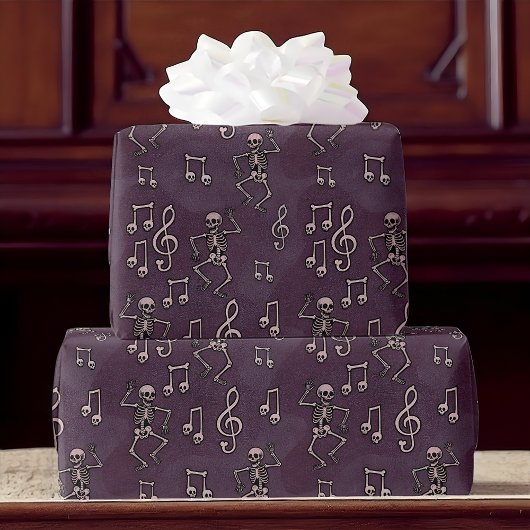 Papier Cadeau Dancing Skeleton Music Notes Halloween
