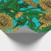 Papier Cadeau Dandelions sur turquoise (Coin)