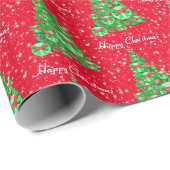 Papier Cadeau Dandie Dinmont Terrier Chien de Noël Arbre rouge (Coin rond)