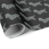 Papier Cadeau Dandie Dinmont Terrier Chien Silhouette Y&B Noir (Coin rond)