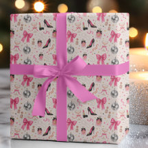 Papier cadeau d'anniversaire à la mode glamour des