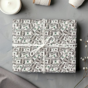 Papier cadeau d'anniversaire à motif dollar drôle 