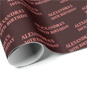 Papier cadeau d'anniversaire chic noir rouge confe (Coin rond)