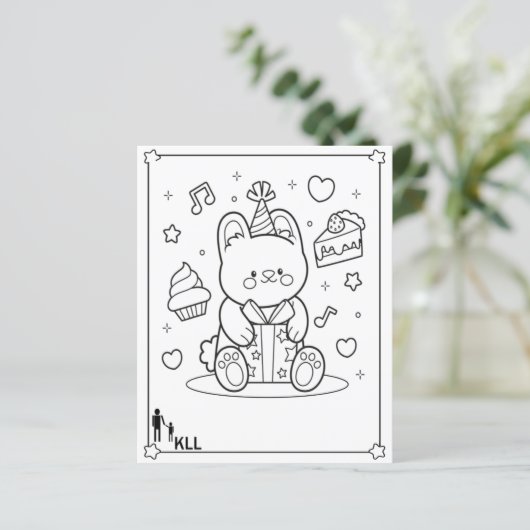 Papier Cadeau d'anniversaire de poupée (Debout devant)