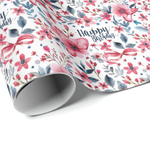 Papier cadeau d'anniversaire Floral Patriotique
