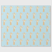 Papier cadeau d'anniversaire Giraffe bleue (Plat)
