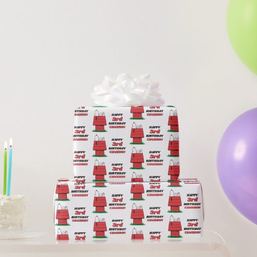 Papier cadeau d'anniversaire Peanuts Snoopy niche (Cadeaux de fête)