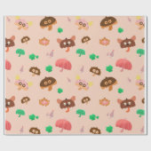 Papier Cadeau Dans la pluie - Parapluies de champignons Motif -  (Plat)
