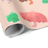 Papier Cadeau Dans la pluie - Parapluies de champignons Motif -  (Coin rond)