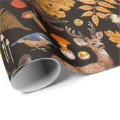 Papier Cadeau Dans les bois / Cerf d'automne sur noir (Coin rond)