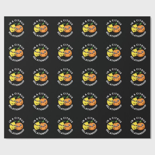 Papier Cadeau Dans Une Relation Citrus Funny Fruit Pun Dark BG (Plat)