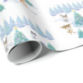 Papier Cadeau Danse Animaux de forêt Noël Aquarelle (Coin rond)