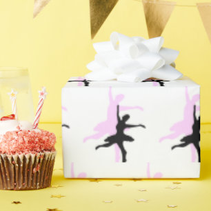 Papier Cadeau Danse de ballerine rose et noir