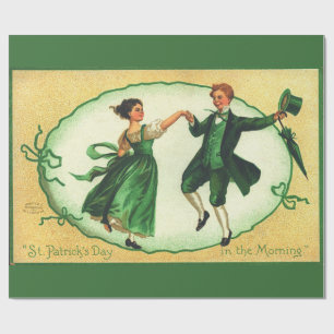 Papier Cadeau Danse de la Saint-Patrick Vintage Fête Irlandaise