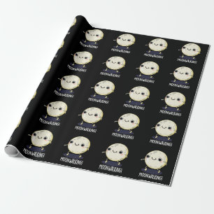 Papier Cadeau Danse drôle de marche lunaire Pun BG foncé
