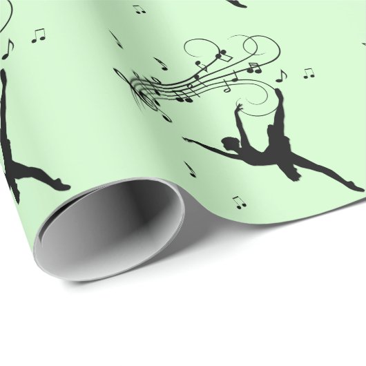 Papier Cadeau Danse Extraordinaire Ballerina avec musique verte (Coin rond)